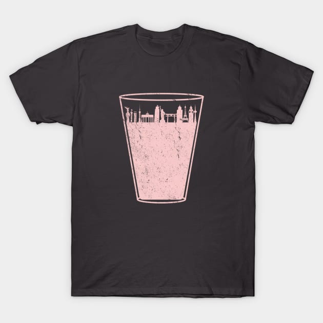 Millennial Pink Drink Around the World Country Skyline Vintage T-Shirt by FandomTrading